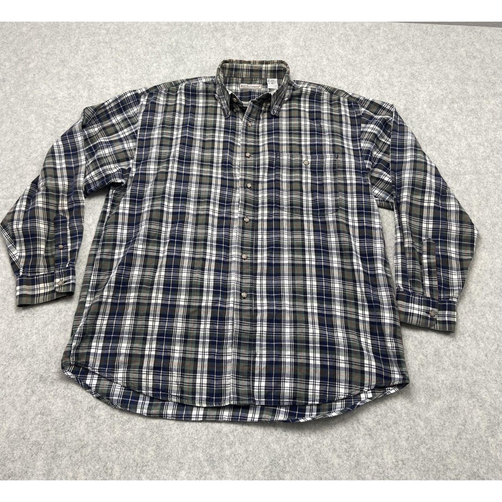 Bugle Boy Company Shirt Mens XL Blue Plaid Button Down Long Sleeve Casual